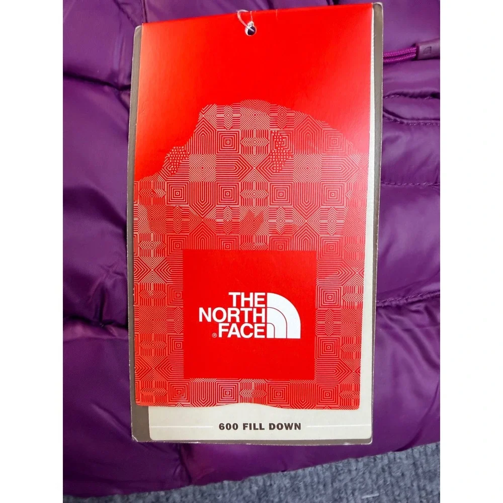 The North Face Womens Large Purple Destiny Down Jacket 600 Fill Puffer Hoode NWT